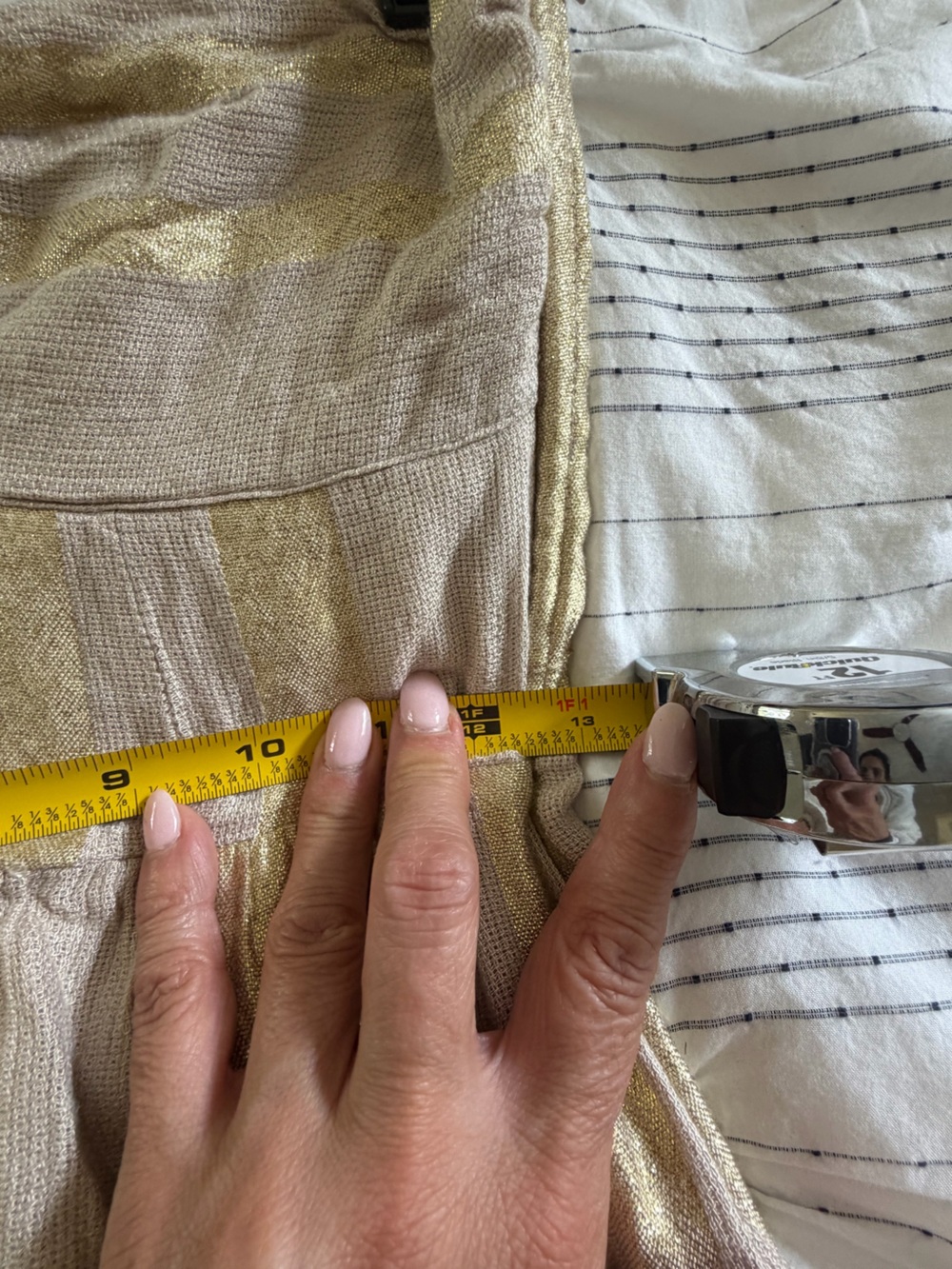 Anthropologie L Space Linen Gold Strapless Maxi Dress with Wood Knot Front - Picture 12 of 14